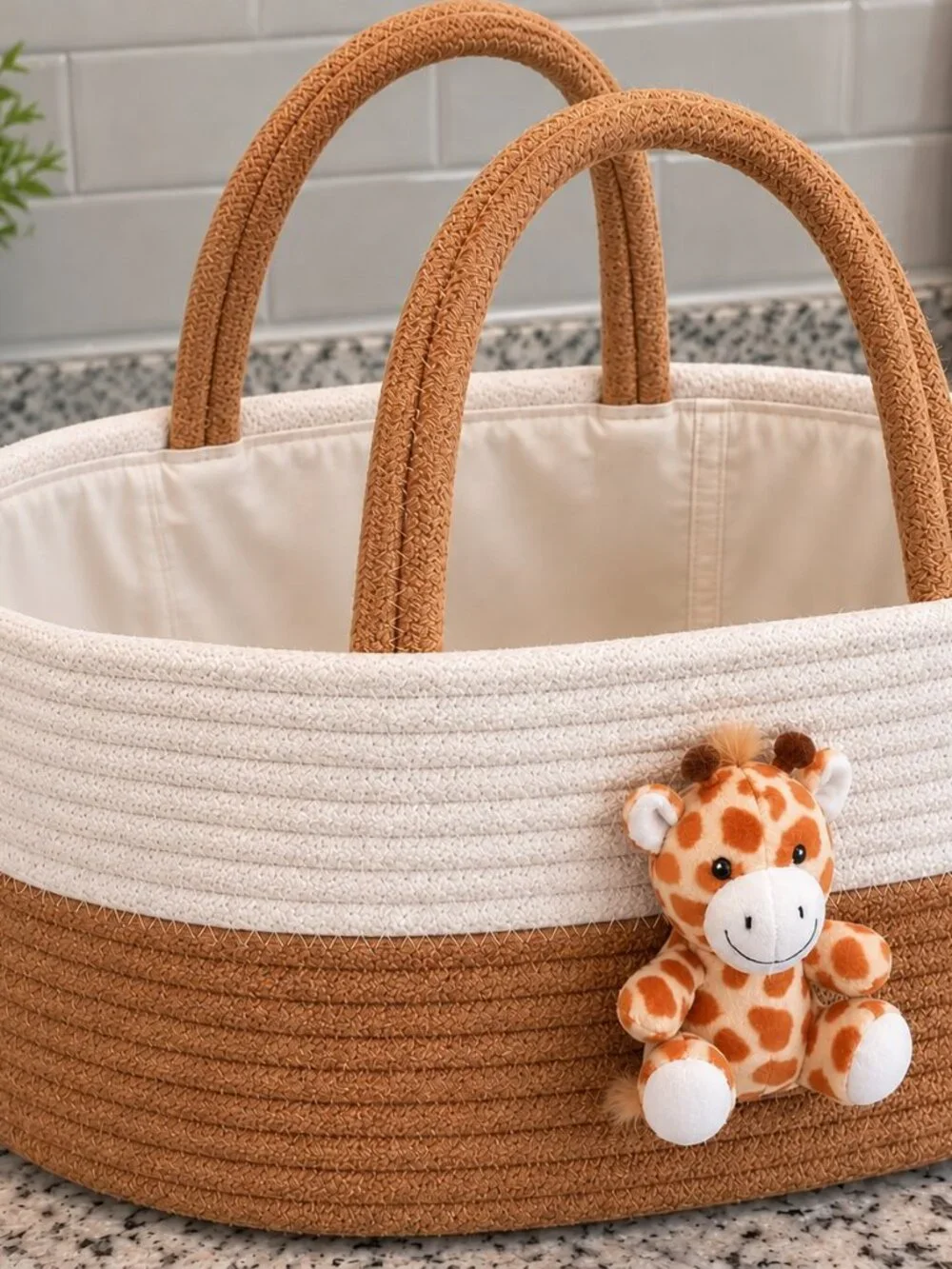 Cotton Rope Nursery Storage Caddy Plush Animal Organizer – NEW